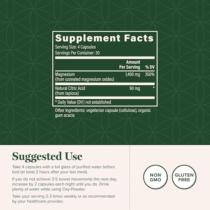 Global Healing Center Oxy-Powder Oxygen Based Safe and Natural Colon Cleanser and Relief from Occasional Constipation (120 Capsules)(Packaging may vary)-StrideForce Fitness