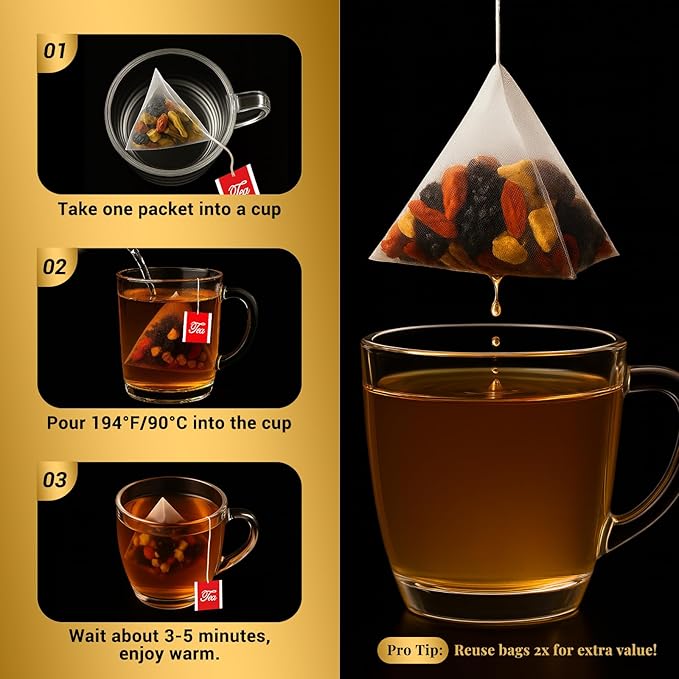 Ginseng Six Treasure Tea - Traditional Kidney Tea for Men & Women, Natural Herbal Formula Bags with 6 Precious Ingredients, Gift for Spouses, Wellness Seekers, Fitness Lovers(1 Pack/25 Bags)-StrideForce Fitness