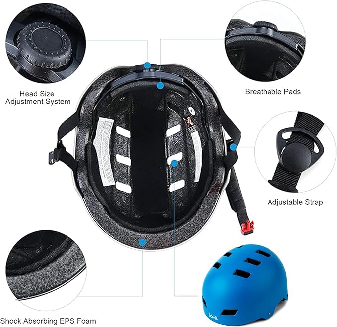 Bike Helmet 3 Sizes for Teenager Kids Youth Adults,Bavilk Skateboard Helmet Adjustable Multi-Sport Bicycle Cycling Scooter Roller Skate Inline Skating Rollerblading for Girls Boys Women Men Teen-StrideForce Fitness