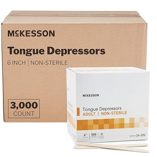 McKesson Tongue Depressors [3000 Count] Adult Size, Non-Sterile, Wood, Unflavored, Splinter-Free, 6 in – Use for Medical, Arts, Crafts, Spa, 500 Count, Pack of 6