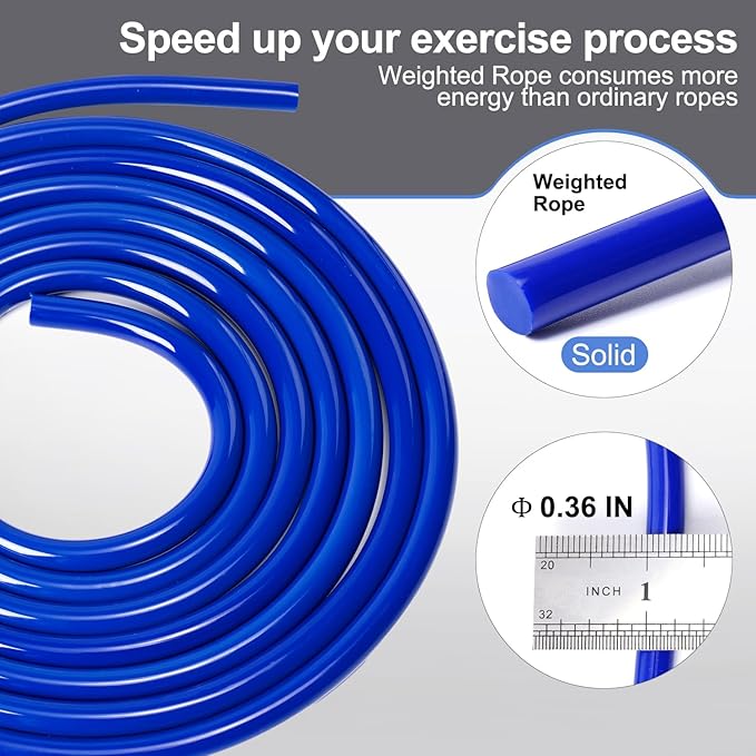 1LB Weighted Jump Ropes for fitness Women Men, Aluminum Handles for MMA, Boxing, CrossFit, Weight-loss Workouts, Tangle-Free Ball Bearing Rapid Speed Skipping Jump Rope with Adjustable 9mm Cotton & PVC Cord-StrideForce Fitness