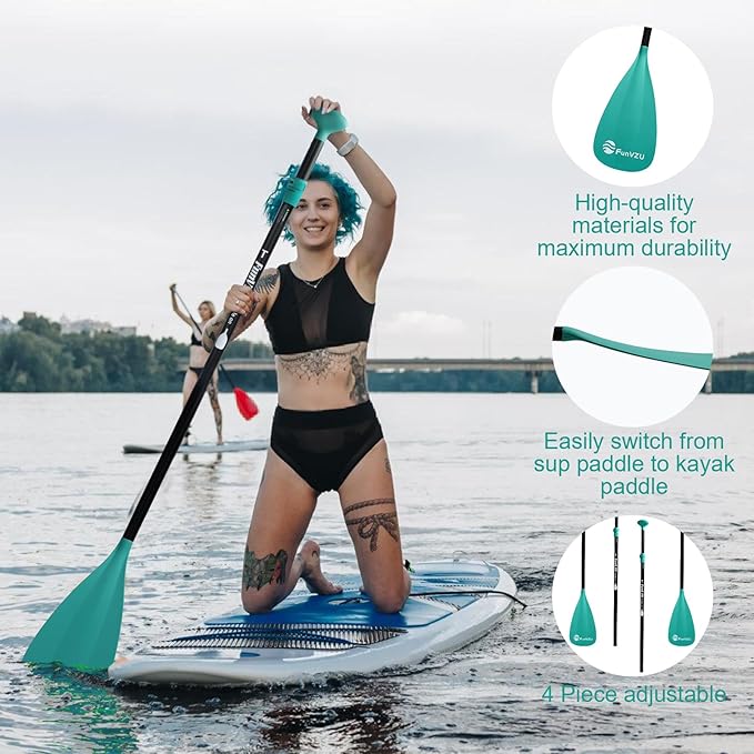 SUP Paddle, Stand Up Paddle Board Paddle Lightweight Adjustable 4-Piece Aluminium Kayak Paddles, Unique Lock Design Floating Alloy Shaft Paddle for Paddle Board-StrideForce Fitness