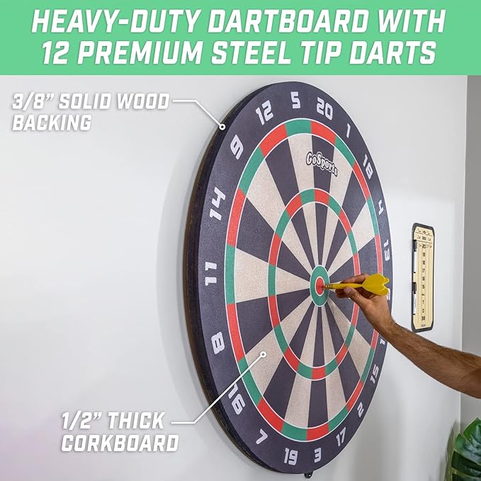 GoSports Giant 3 ft or 4 ft Cork Dartboards - Includes 12 Giant Darts and Scoreboard - New Fun Twist on Darts-StrideForce Fitness