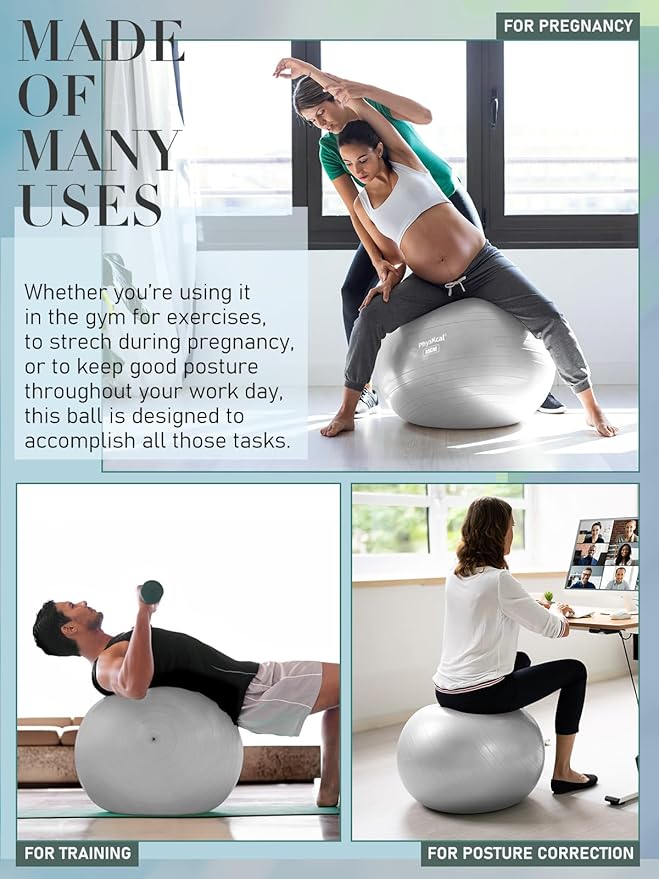 Yoga Ball for Exercise, Pilates Set, 4 Sizes Fitness Ball for Workout, Birthing, Pregnancy, Physical Therapy- Pump Included-StrideForce Fitness