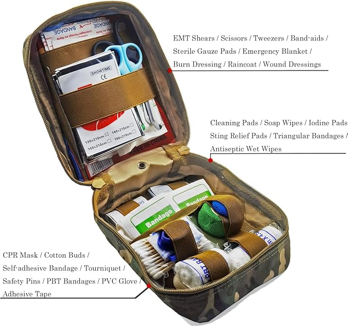 Carlebben EMT Pouch MOLLE Ifak Pouch Tactical MOLLE Medical First Aid Kit Utilit Camouflage-StrideForce Fitness
