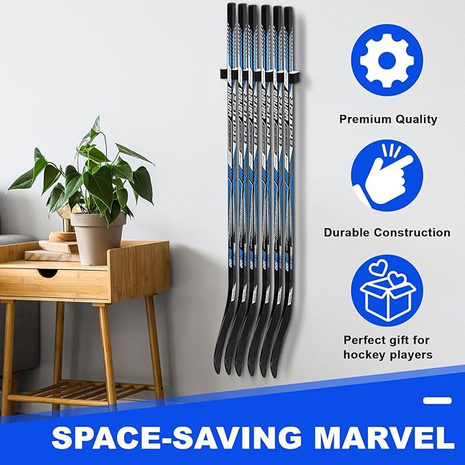 Yousoontic Hockey Stick Holder Wall Mount, 1-6 Stick Capacity, Ice and Field Hockey Organizer (Decor & Storage 2-in-1) for Home Garage Room Office Sports Decoration-StrideForce Fitness