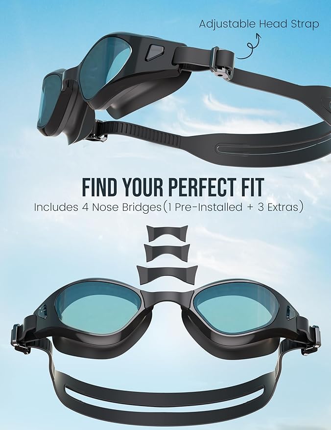 Swimming Goggles, No Leaking Swim Pool Goggles for Adults with Fog-Resistant, UV-Blocking Lenses for Men Women Youth-StrideForce Fitness
