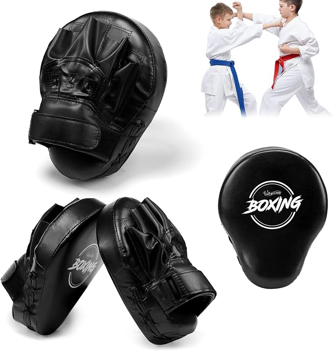 Valleycomfy Boxing Curved Focus Punching Mitts- Leatherette Training Hand Pads-StrideForce Fitness