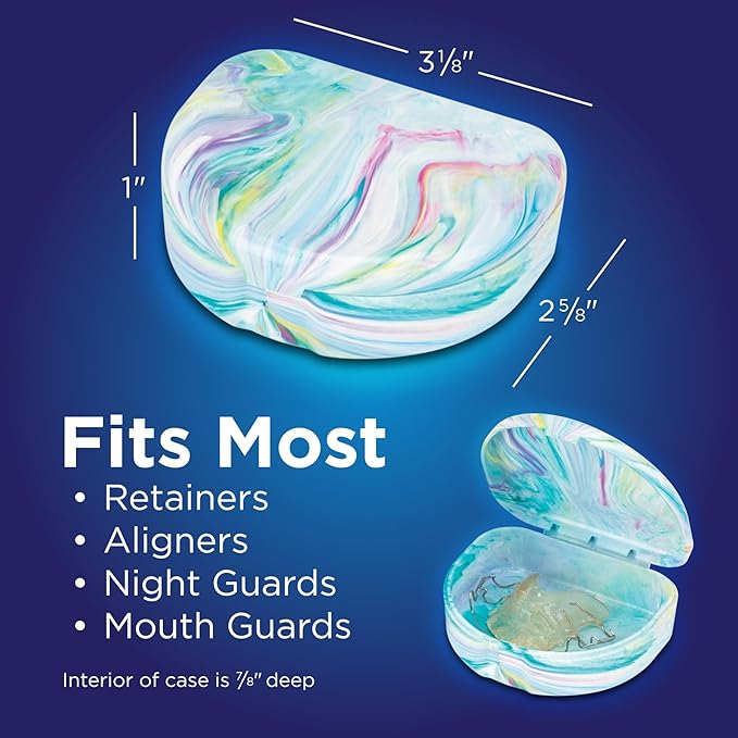 Practicon Marble Retainer Cases, Orthodontic Aligner Case, Mouth Guard Holder (3 Pack) Ocean