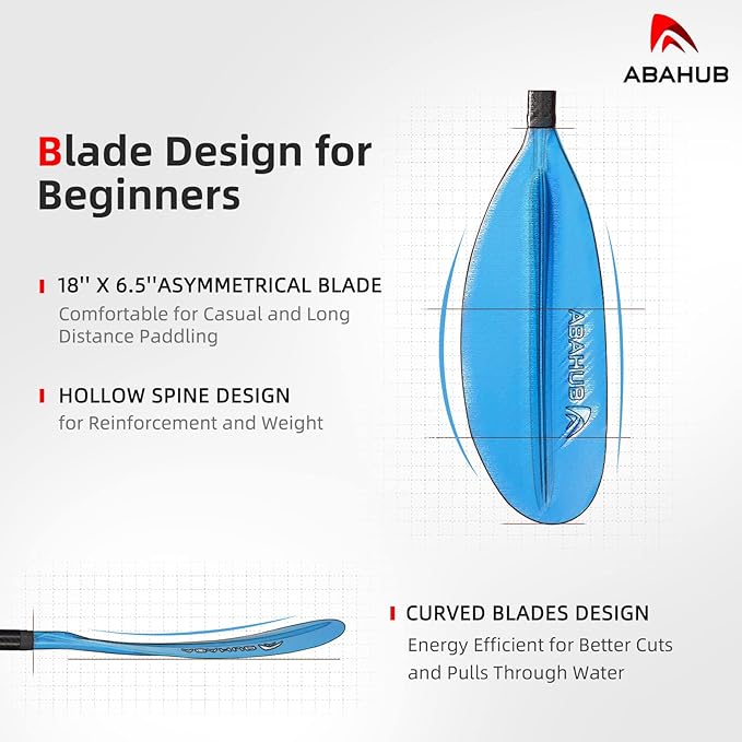 Abahub 1 x Carbon Kayak Paddles, 90.5 Inches Kayaking Oars for Boating, Canoeing with Free Paddle Leash, Carbon Fiber Shaft Black/Blue/Green/Orange/Yellow/White/Red Plastic Blades-StrideForce Fitness