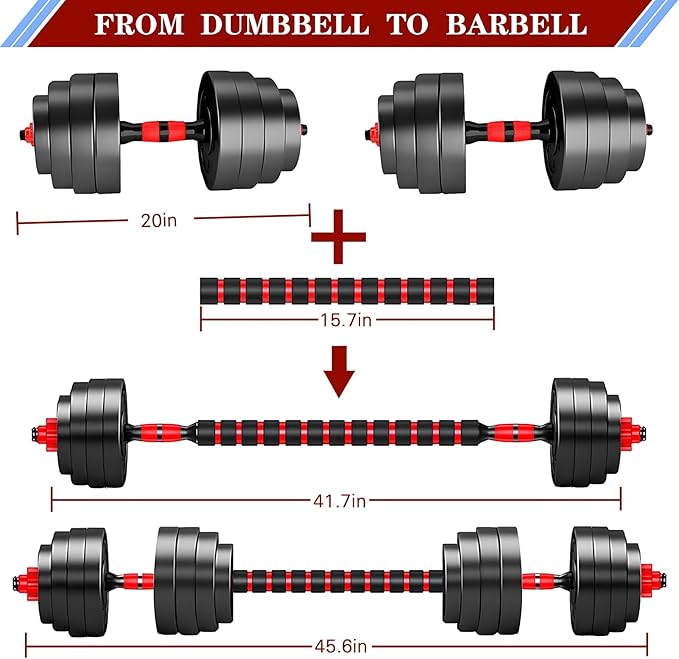 Adjustable-Dumbbells-Sets,Free Weights-Dumbbells Set of 2 Convertible To Barbell A Pair of Lightweight for Home Gym,Women and Men Equipment-StrideForce Fitness