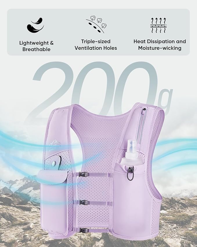 Running Vest for Women Men, USA Original Patent, Adjustable Chest Straps Running Hydration Vest with 500ml Soft Flask, Lightweight Reflective Hydration Backpack for Marathon-StrideForce Fitness