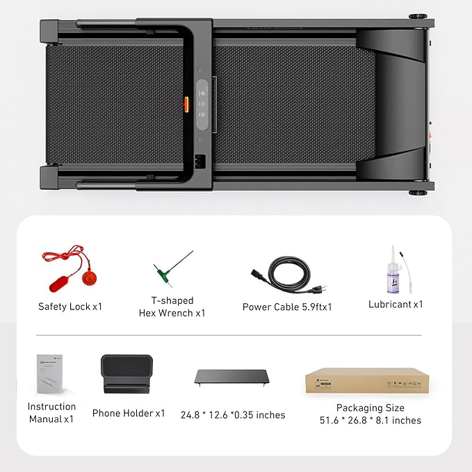 Treadmill with 5% Incline, 300lbs Capacity Folding 15 HP Small Treadmills for Home Portable Running Treadmill with Handles Quiet Brushless Dual Cushion System, Electric Compact Treadmil-StrideForce Fitness