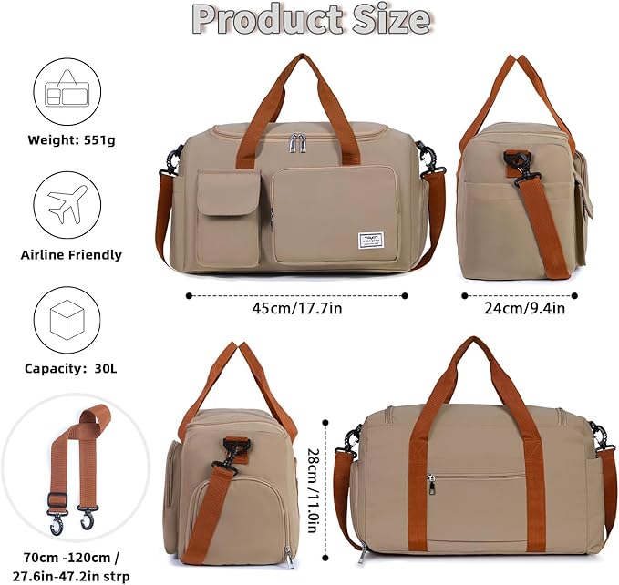 FIORETTO Women's Gym Duffle Bag with Shoes Compartment, 37L Capacity, Ideal for Travel, Gym, Sports, Duffel, Weekender-StrideForce Fitness