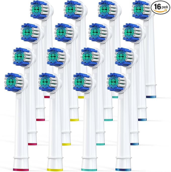 Replacement Toothbrush Heads Compatible with Oral-B Braun, Pack of 16 Professional Replacement Brush Heads for Oral-b 7000, Clean, Oral B Pro 1000, 9600, 500, 3000, 8000