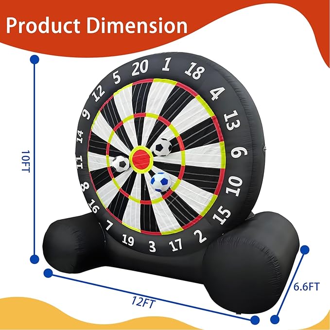 Giant Inflatable Soccer Dart Board, 10ft Inflatable Soccer Kick Darts Games with Blower & 8 Sticky Soccer Balls, Outdoor Inflatable Soccer Target Dart Board Yard Game-StrideForce Fitness