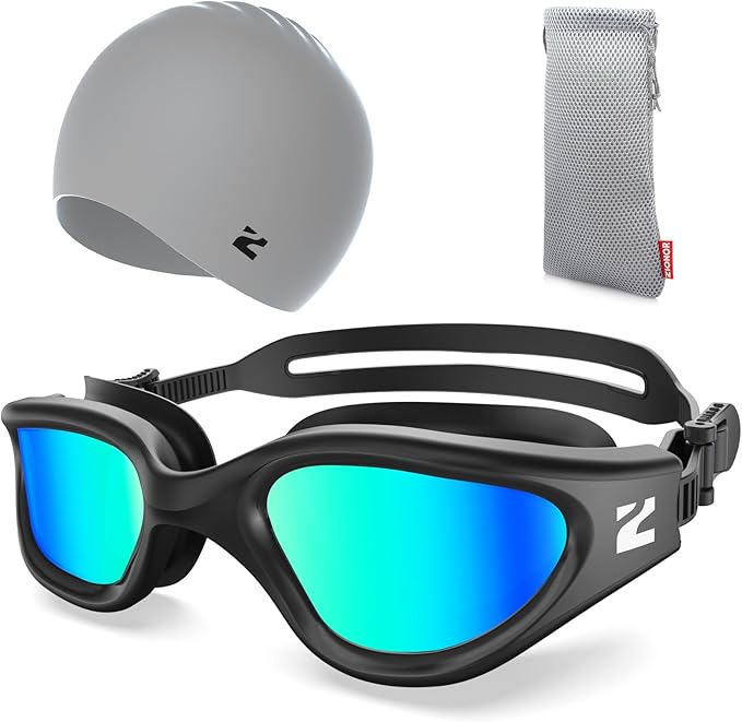 ZIONOR G1 Lite Swim Goggles with Swim Cap Comfortable Anti-fog Swimming Goggles Cap Set for Adult Men Women-StrideForce Fitness