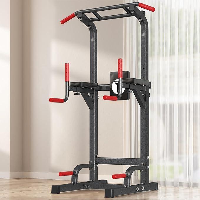 SogesPower Power Tower Pull Up Bar Station Multi-Function Pull Up Bar Stand for Home Gym, Adjustable Height Pull Up Dip Station Dip Bar Strength Training Fitness Equipment,Up to 500LBS-StrideForce Fitness