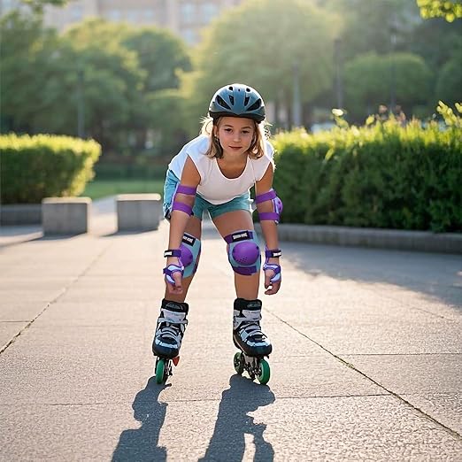 Youth/Kids Knee Pads Elbow Pads Wrist Guards Protective Gear Set for 3-15 Years Child Roller Skates, Skateboard, Cycling, Inline Skating, BMX Bike, Balance Bike, Scooter Riding and Other Outdoor Sports-StrideForce Fitness