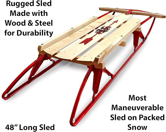 Flexible Flyer Metal Runner Sled. Steel & Wood Steering Snow Slider-StrideForce Fitness