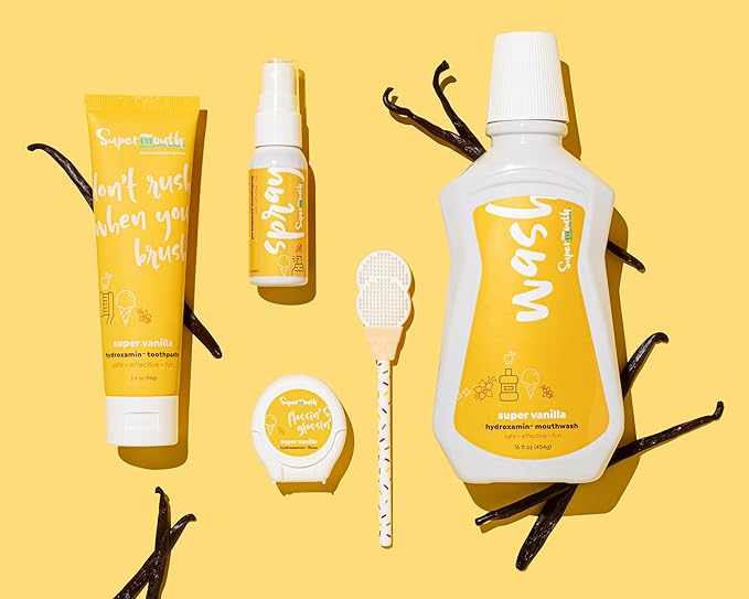 SuperMouth® Double Scoop Kids Tongue Scraper – Dual-Sided Brush & Scraper Removes Odor-Causing Buildup, Fights Bad Breath, Easy-Grip Ice Cream Design, 3 Yummy Scents, Ages 6-12, Essential Oral Care