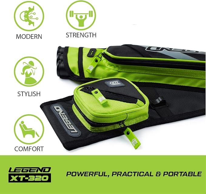 LEGEND XT320 Archery Quivers - Nylon Hip Quivers with 3 Arrow Tube Cases for Target Shooting - Adjustable Waist Belt, T-Slot, Storage Compartments for Accessories, Gear, Tools, Release Tab, Score Card-StrideForce Fitness
