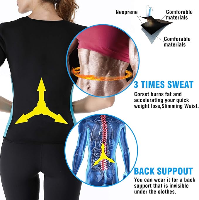NonEcho Women Sauna Body Shaper Sweat Suit Sleeve Spa Cami Hot Neoprene Slimming Workout Vest Waist Trainer Top-StrideForce Fitness