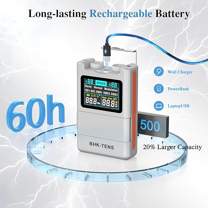 2025 TENS EMS Unit Muscle Stimulator for Back Pain Relief, Upgraded Color LCD TENS Machine for Chronic Pain, Muscle Relaxation, Home Use. with 8 Customizable Pulse Modes, 8 TENS Pads, 40 Intensitys-StrideForce Fitness