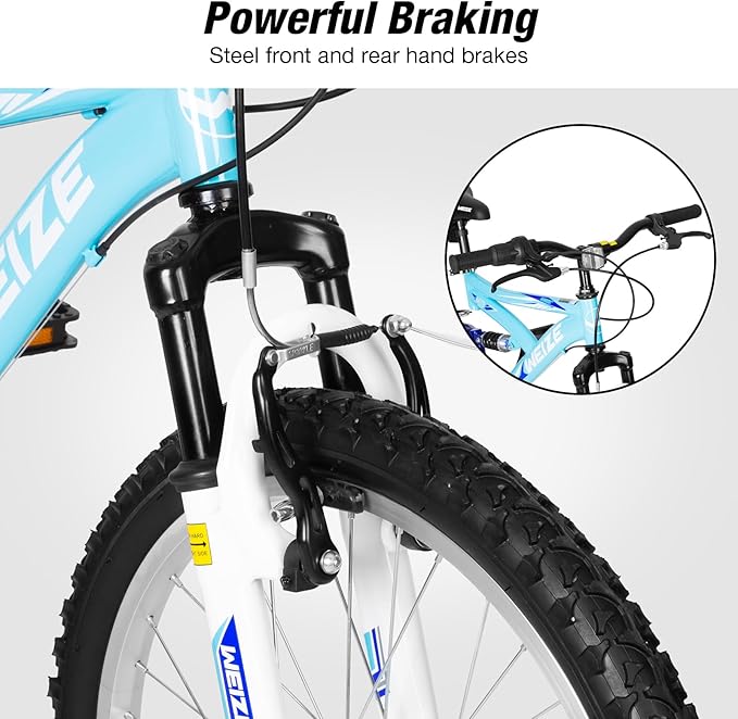 WEIZE Kids Mountain Bike, 20 inch Kids' Bicycles for 6-11 Years Old Boys Girls with Dual Full Suspension, 6 Speeds Drivetrain, High-Carbon Steel Frame, Ideal for Young Riders and Adventurers-StrideForce Fitness