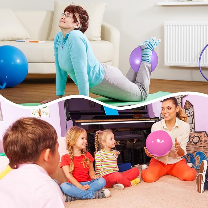 Aoriher 10 Pieces 9 Inch Exercise Pilates Ball Yoga Therapy Core Ball for Yoga Stability Barre Training Stretching Physical Posture Training Gym-StrideForce Fitness