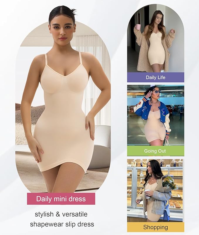SHAPERX Strapless Shapewear Dress for Women Tummy Control Seamless Full Body Shaper Slip with Removable Straps-StrideForce Fitness