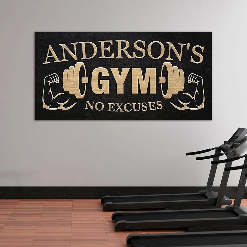 AWESOMETIK GYM Custom Sign Personalized Canvas Wall Decor with Custom Family Name Vintage, Custom Vintage GYM Room Decor, Entertainment Hall Living Room Lounge-StrideForce Fitness