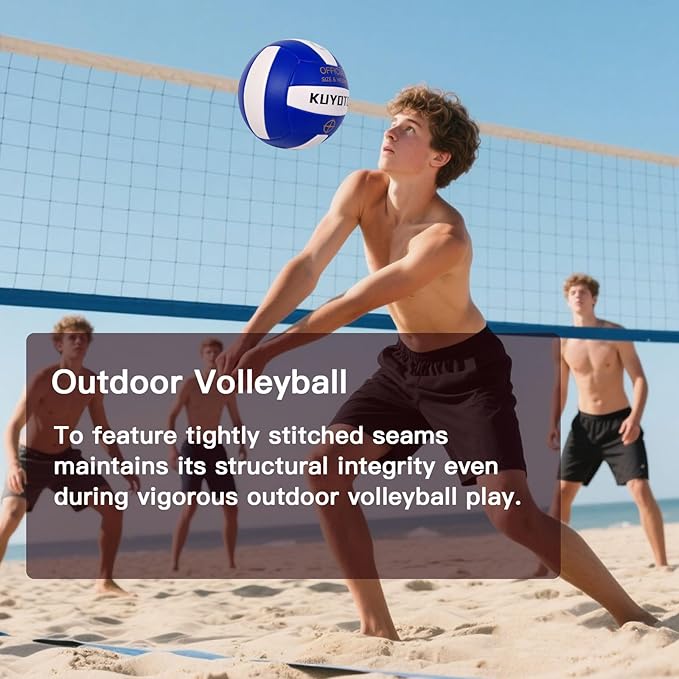 KUYOTQ Official Size 5 in&Outdoor Beach Volleyball,3MM Thickened Surface Soft Leather Youth Womens Mens Volleyball for Game Gym Training(Deflated)-StrideForce Fitness