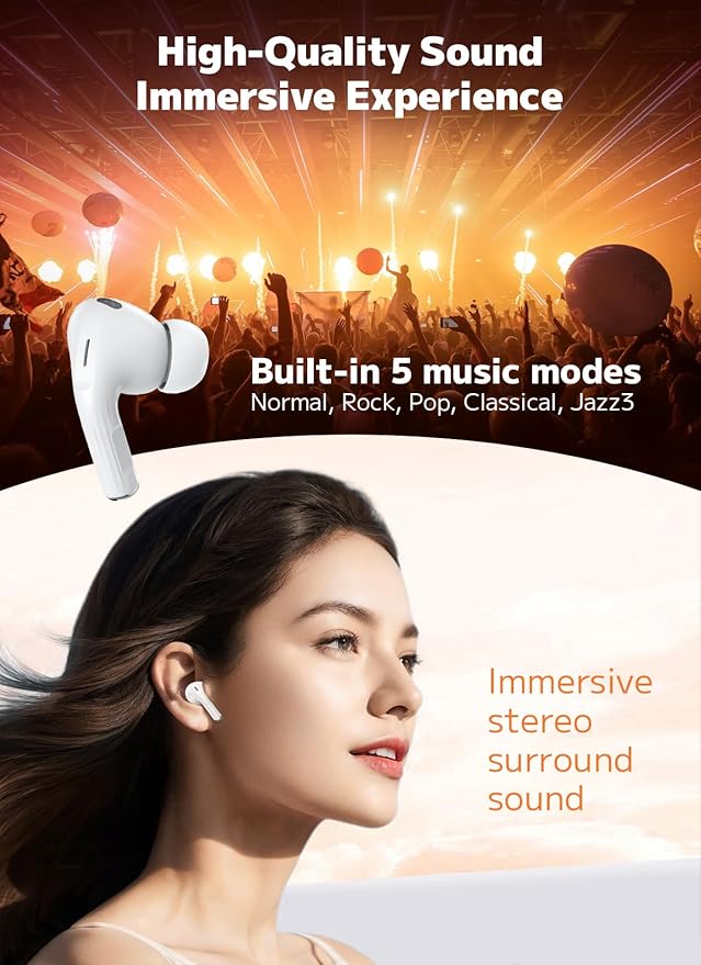 Wireless Earbuds, Bluetooth 5.4 Ear Buds with Multifunctional Touch Screen, ANC/ENC Noise Cancelling Headphones with 48H Playtime, Bass Stereo Sound, for Laptop, Android/iOS, Pad-StrideForce Fitness