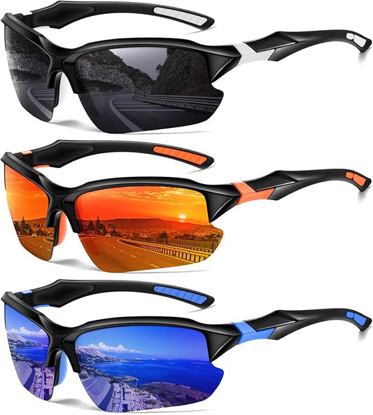Sports Polarized Sunglasses for Men Cycling Running Fishing UV Protection Sun Glasses Lightweight Half Frame Goggles-StrideForce Fitness