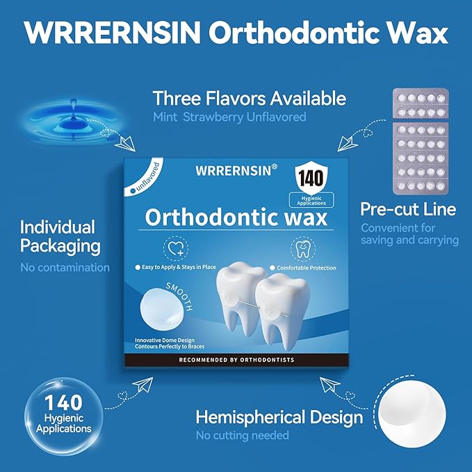 Orthodontic Wax for Braces Wax Dots 140 Individually Wrapped Dental Kit for Wires Unflavored