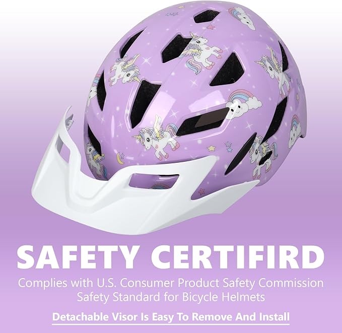 Kids Bike Helmet,Bavilk Kids Boys Girls Bike Helmets with LED Light Detachable Visor Children Youth Teen Multi-Sport for Skating Cycling Scooter Skateboard Adjustable & Lightweight 19.7"-22.4"-StrideForce Fitness