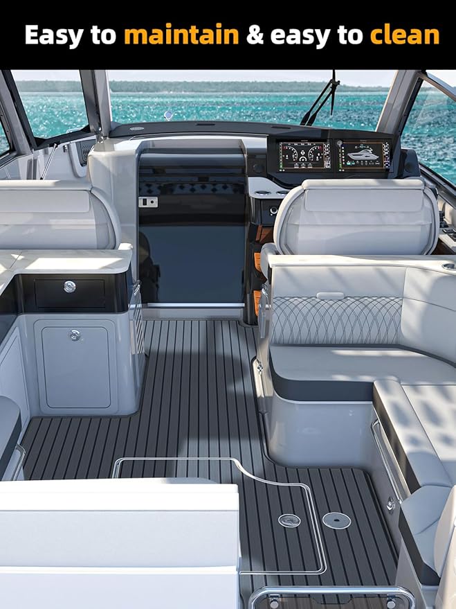 FOCEAN Boat Flooring EVA Foam Boat Decking Faux Teak Marine Flooring Boat Mat Boat Carpet Sheet for Motorboat RV Yacht Kayak Surfboard, 94.5"x 47.2"/35.4"/23.6"/15.7"-StrideForce Fitness
