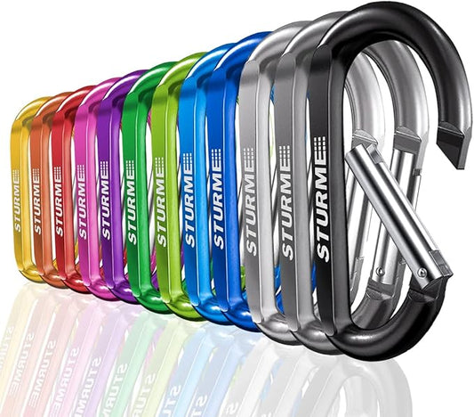 STURME 12pcs Carabiner Clip 3" Small Durable Carabiner Keychain Carabeaner Hooks-StrideForce Fitness
