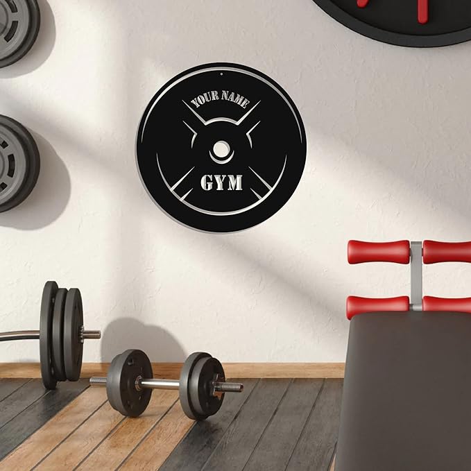 Personalized Home Gym LED Tin Metal Sign Multiple Sizes, Gym Sign Wall Decor, Exercise Workout Room Decor Fitness Center, Motivational Inspirational Hanging Wall Art Wall Plaque (05 w/o lights)-StrideForce Fitness