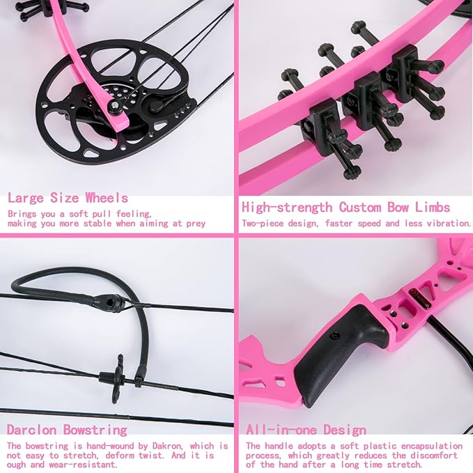 Youth Compound Bow Set 15-45 Lbs for Teens and Beginner, Package with Archery Hunting Equipment, Max Speed 260fps, Adjustable, Right Hand-StrideForce Fitness