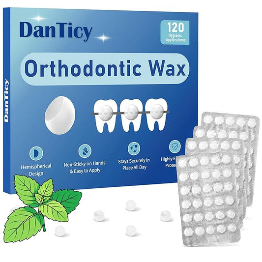 Orthodontic Wax for Braces, Dental Wax, Pre-Cut Bowl Shape Dental Strips, No Kneading Required, Individually Wrapped, Mint, 120 Count