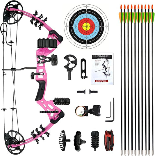 Youth Compound Bow Set 15-45 Lbs for Teens and Beginner, Package with Archery Hunting Equipment, Max Speed 260fps, Adjustable, Right Hand-StrideForce Fitness