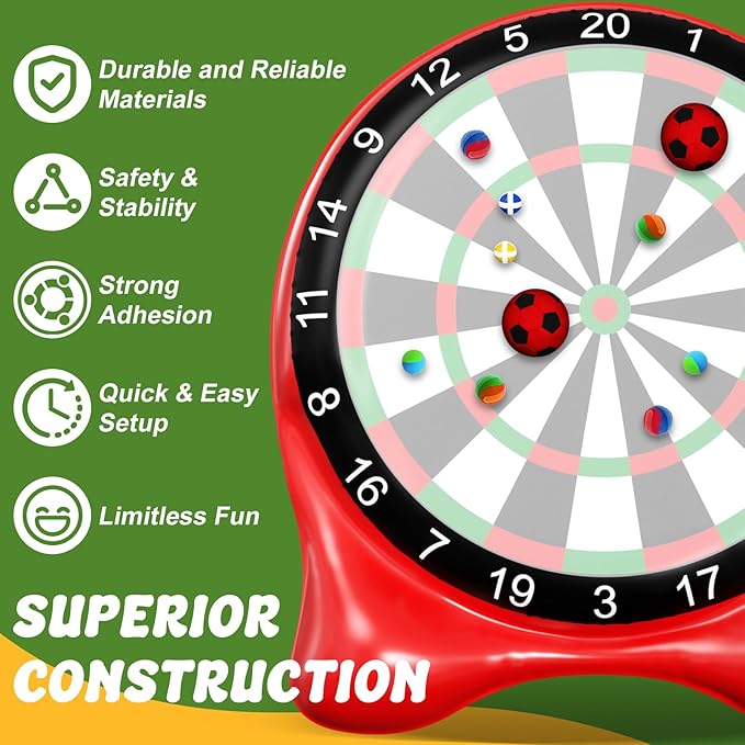 Inflatable Soccer Dart Board, Giant Kick Darts,Indoor Outdoor Lawn Yard Games for Kids Adults Family, Big Jumbo Carnival Games for Party | 6ft Dart Boards with Pump Accessories-StrideForce Fitness