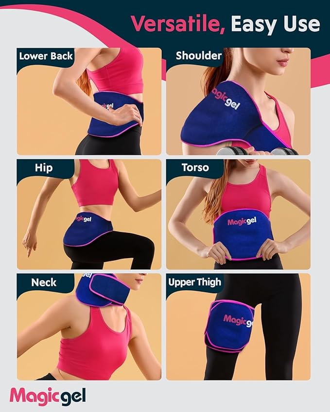 Magic Gel Ice Pack for Back Pain Relief | 1 Pack Reusable Lower Back Wrap for Hot or Cold Therapy | Relief for Lower Lumbar, Sciatic Nerve, Herniated or Degenerative Disc, Coccyx, Tailbone Pain-StrideForce Fitness