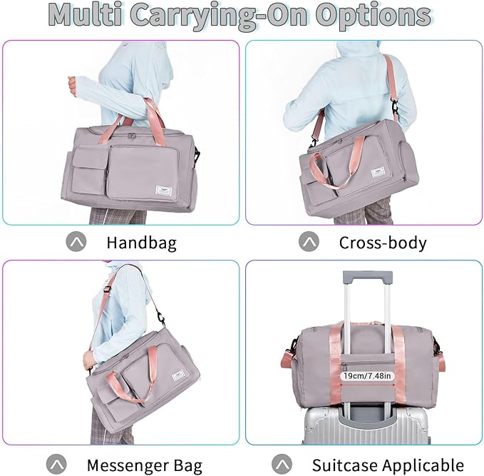 FIORETTO Women's Gym Duffle Bag with Shoes Compartment, 37L Capacity, Ideal for Travel, Gym, Sports, Duffel, Weekender-StrideForce Fitness