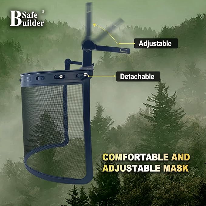 Forestry Safety Helmet with Build-in Visor Mesh Face Shield Ear Muffs 4 in 1 Chainsaw Safety Hard Hats-StrideForce Fitness