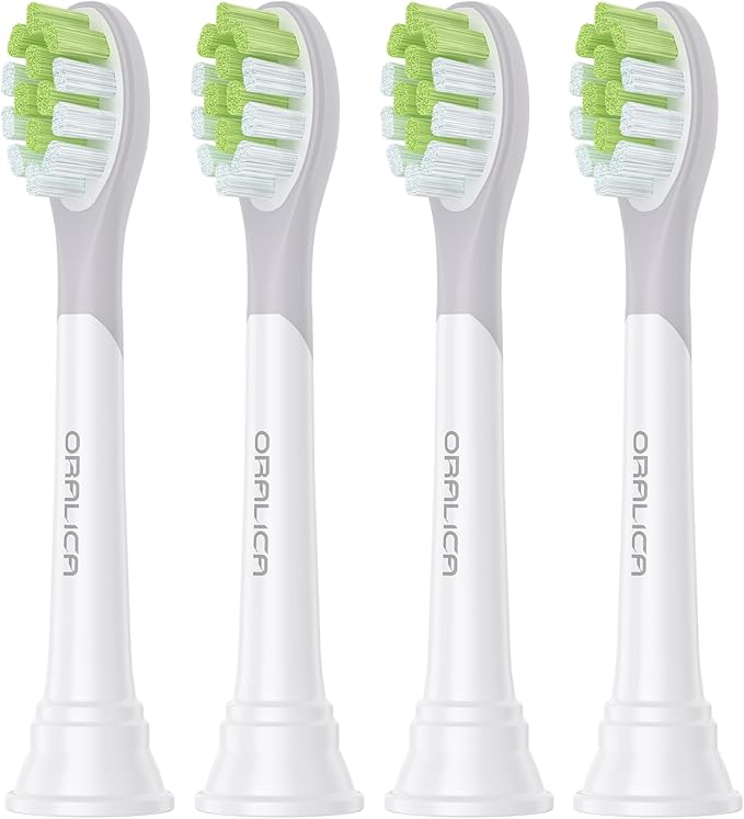 Japanese Brand Whitening Replacement Toothbrush Heads, Compatible with Philips Sonicare Click-on Handles, 4 Pack, Medium, with Tongue Cleaner (CA668, White)