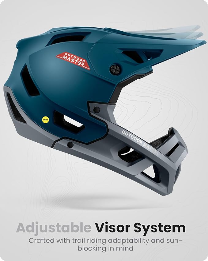 OutdoorMaster MIPS Full Face Mountain Bike Helmet for Men & Women - Two Removable Chin Pad, Ventilation Lightweight - Racing Downhill DH BMX MTB Helmet-StrideForce Fitness