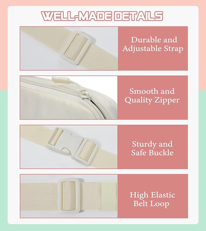 MoKo Fanny Packs for Women Men, Fashion Running Waist Packs, Crossbody Mini Bag Fanny Pack Belt Bag with Adjustable Strap for Running Outdoors Workout Travel Hiking Cycling-StrideForce Fitness